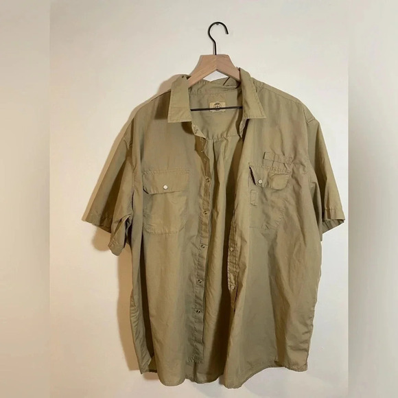 Other - Haband Pearl Snap Travelers Mens Shirt Tan VTG Short Sleeve Classicore Utility